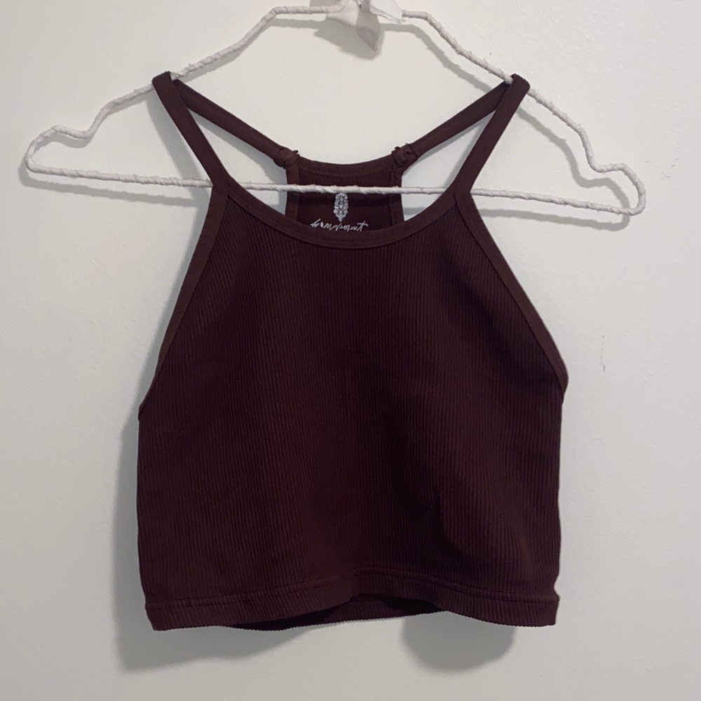 Fabletics Dark Brown Ribbed Tank Top